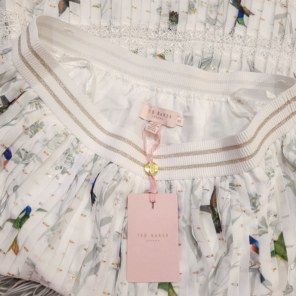 🍒NWT🍒 TED BAKER FORTUNE PLEATED MIDI SKIRT - Picture 8 of 10
